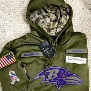 Nwt 2X 100% Nike 2018 Baltimore Ravens Salute To Service Hoodie slim NFL XXL 2xl